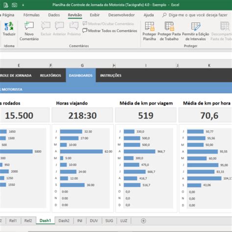 Planilha de Controle de Jornada do Motorista Tacômetro em Excel