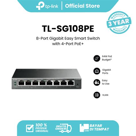 Jual Tp Link Tl Sg108pe 8 Port Gigabit Poe Switch Easy Smart Managed 4