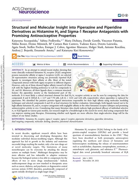 PDF Structural And Molecular Insight Into Piperazine And Piperidine