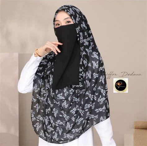 Tudung Labuh Bawal Square Chiffon Dedaun Bidang Women S Fashion