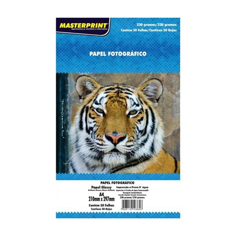 Papel Fotográfico Masterprint A4 Glossy Brilhante 230G 100 Folhas