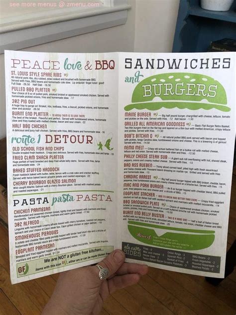 Online Menu of 302 West Smokehouse & Tavern Restaurant, Fryeburg, Maine ...