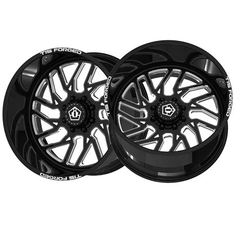 Tis F51bm1 24x14 8x180 76et Gloss Black Cnc Milled Accents Wheel