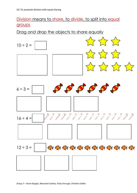 Division Sharing Equally Worksheets