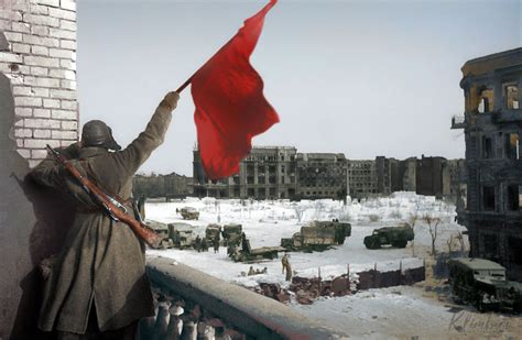 A Flag Of The Victory Is Raised Above The Stalingrad 1943 By Klimbims