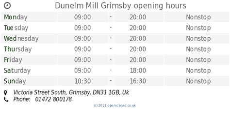 Dunelm Mill Grimsby opening times, Victoria Street South