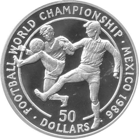 Cook Islands 50 Dollars 1989 Xiii Fußball Wm 1988 In Mexiko Zweik