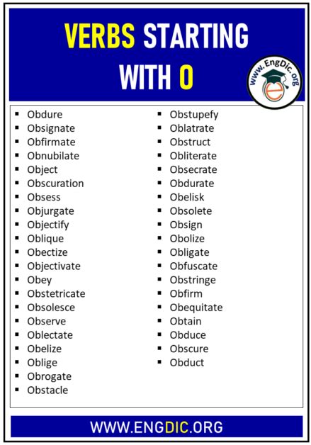 300 Verbs Starting With O Complete List Engdic