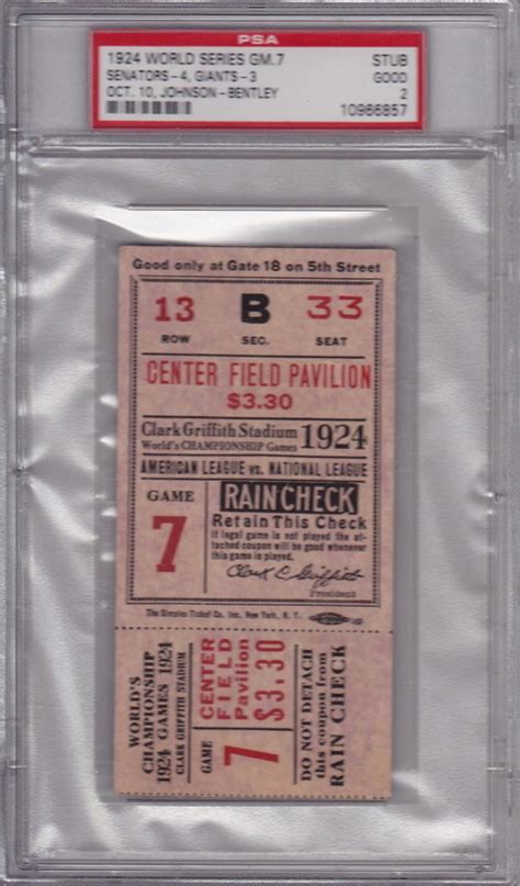 1924 World Series Game 7 Ticket | AndyImperato.com