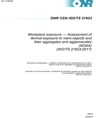 ONR CEN ISO TS 21623 2018 Workplace Exposure Assessment Of Dermal