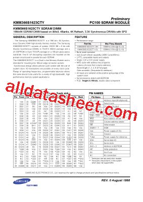 KMM366S1623CTY GL Datasheet PDF Samsung Semiconductor