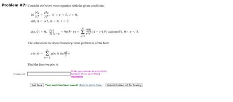 Solved Problem 7 Consider The Below Wave Equation With The