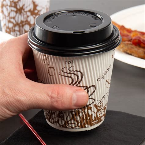 Choice 10 Oz Sleeveless Bean Print Paper Hot Cup And Lid 100 Pack