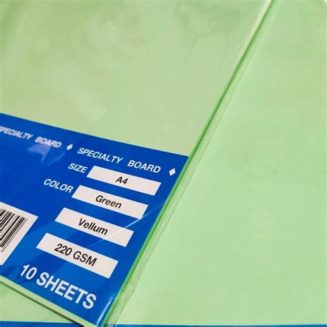 Veco Elit Vellum Board Green Canary P Cream 220 GSM A4 Long