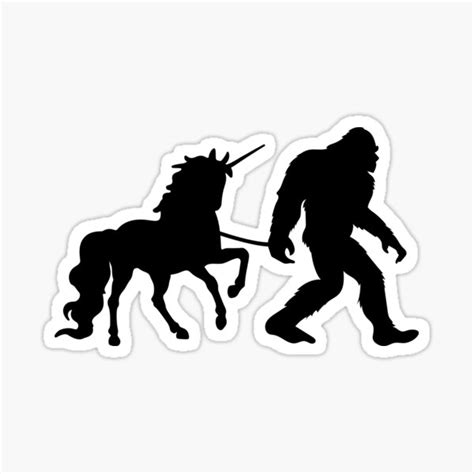 Bigfoot Sasquatch Leading Unicorn Sticker For Sale By Damngooddesign