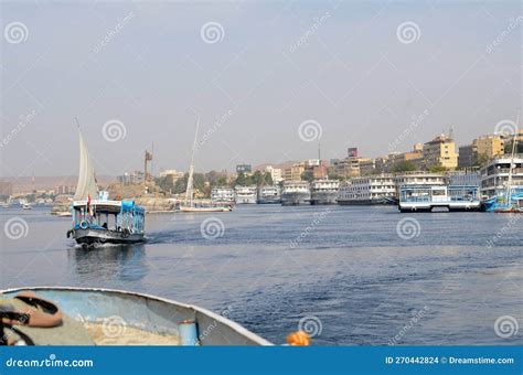 View of Nile River Aswan from Felucca Editorial Stock Image - Image of nile, mast: 270442824