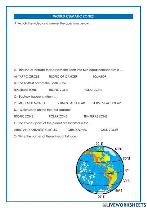 World Climate Zones for Kids Worksheets - Worksheets Library