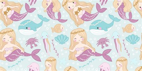 Mermaids Seamless Vector Images Over 2 400