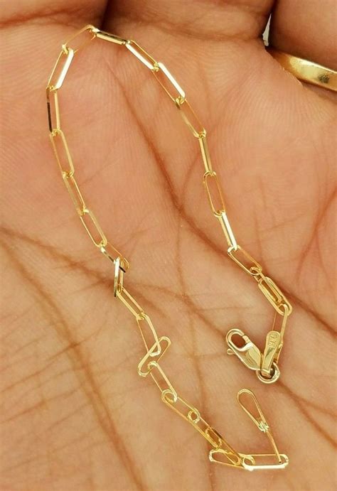 14k Yellow Gold Chunky Paperclip Bracelet Elongated Link Etsy