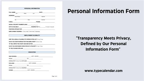 Free Printable Personal Information Form Templates Pdf Word Basic