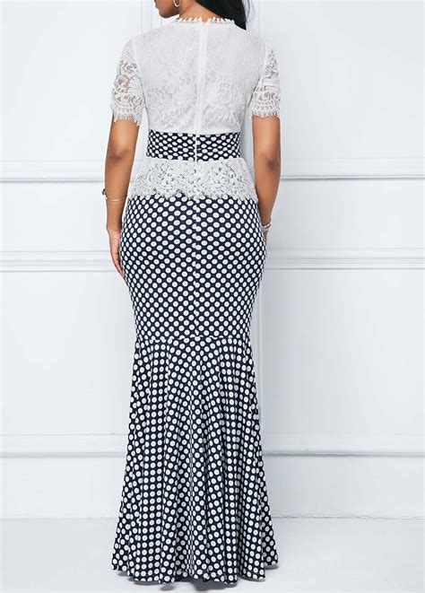 High Waist Lace Panel Printed Dress Usd 45 45