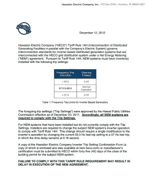 Inverter Setting Confirmation Form Heco Fill And Sign Printable