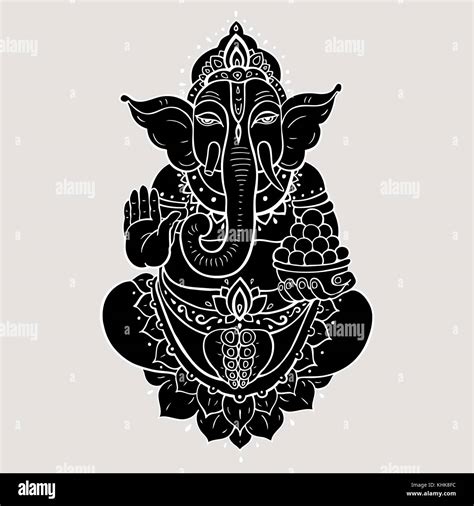 Hindu Gott Ganesha Hand Gezeichnet Tribal Style Vector Illustration