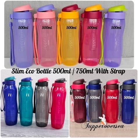 Tupperware Slim Eco Bottle Ml New Colour L With Strap Ml