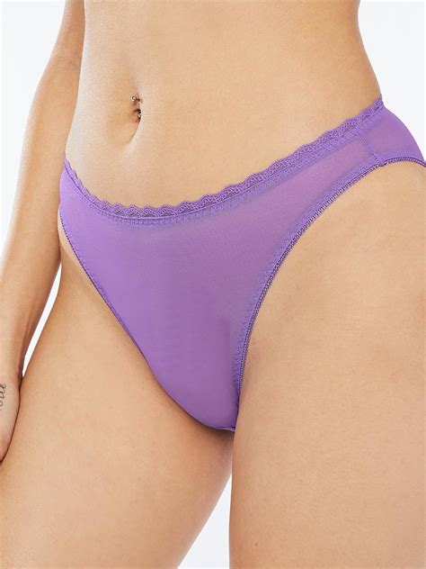 Mesh Crotchless High Leg Bikini In Purple Savage X Fenty France