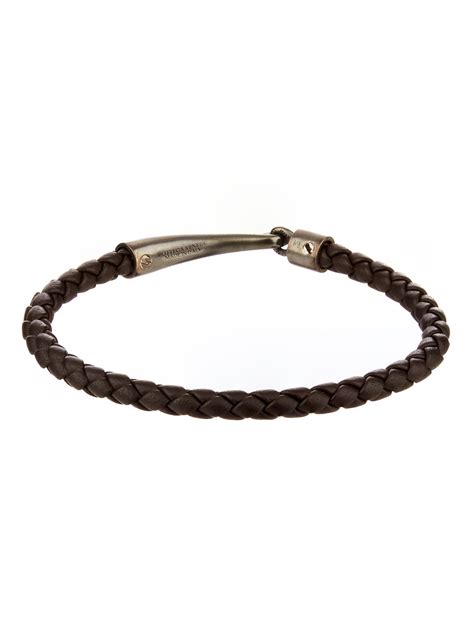 Lyst Bottega Veneta Intrecciato Leather Bracelet In Brown For Men