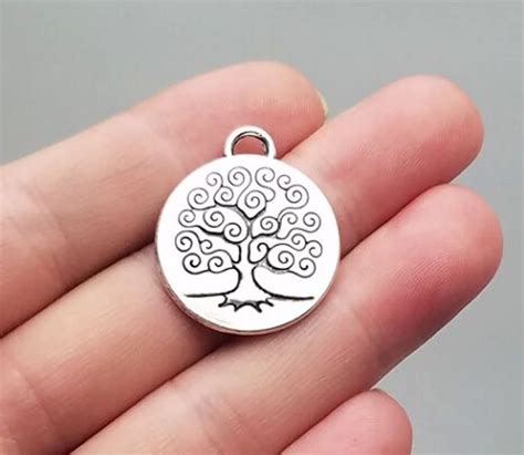 Pcs Lot Tree Of Life Charms Antique Silver Plated Double Etsy