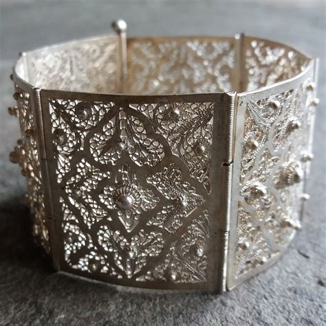 Vintage Fine Silver Filigree Hinged Bracelets Etsy