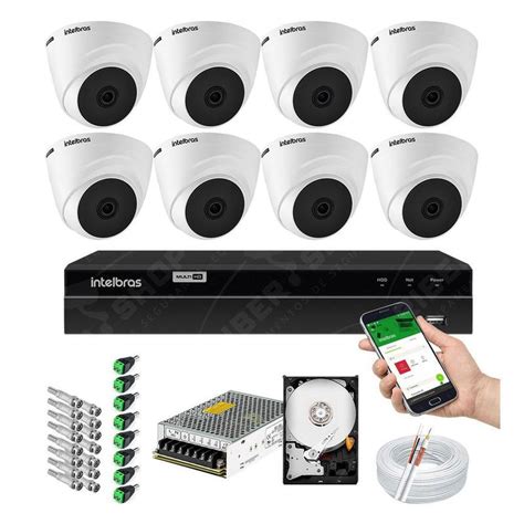 Kit de Segurança Intelbras 8 Câmeras Dome HD 720p VHL 1120D DVR 1208