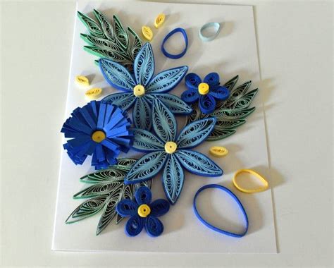 Blue Floral Quilled Greeting Card Keepsake Card Paper Etsy Quilling Cards Greeting Cards