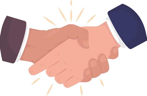 Businessmen Handshake Semi Flat Color Vector Hand Gesture Editable