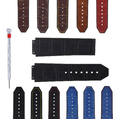 24MM ALLIGATOR LEATHER RUBBER BAND STRAP FOR 44 45MM HUBLOT BIG BANG