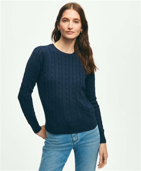 Supima Cotton Cable Crewneck Sweater