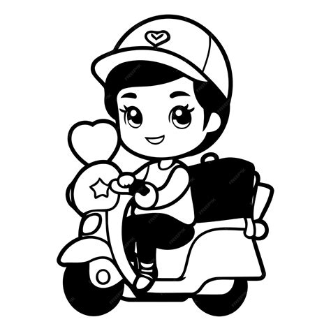 Cute Boy Riding A Scooter Vector Illustration In Cartoon Style