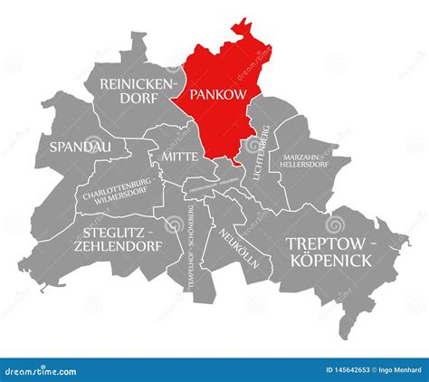 Pankow City District Red Highlighted in Map of Berlin Germany Stock Illustration - Illustration ...