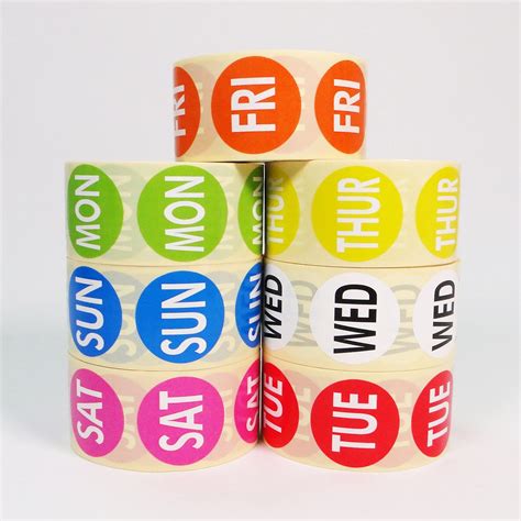 Buy JR Labels 7 000 Labels Stickers Days Of The Week Labels Color