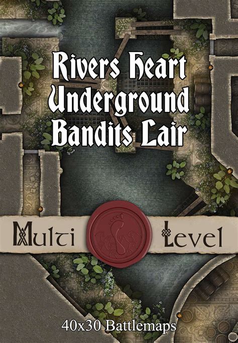 40x30 Multi Level Battlemap Rivers Heart Underground Bandit Lair