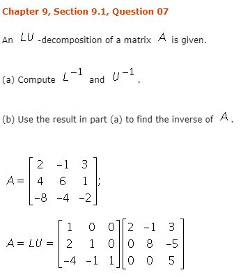 Solved An Lu Decomposition Of A Matrix A Is Given A Chegg