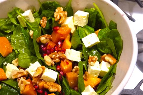 Meatless Mondays – Roasted Pumpkin Spinach Salad with Feta, Toasted ...