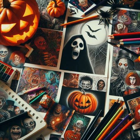 Premium Photo | Scary halloween doodle art