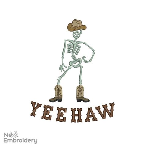 Yeehaw Skeleton Western Embroidery Design Nextembroidery