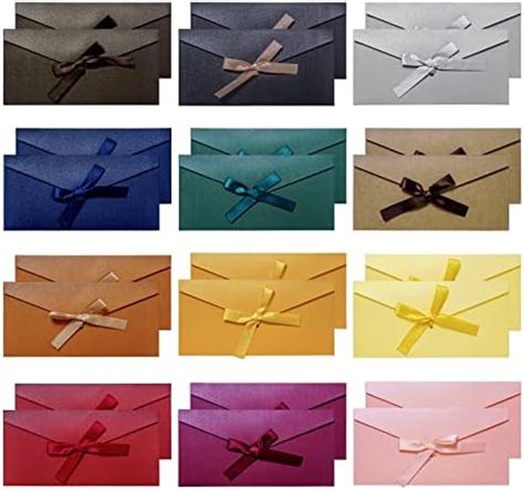 24 Pcs Colorful Mini Bow Papers Pearlescent Paper Envelopes Vintage