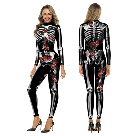 Scary Halloween Costumes For Women Rose Skeleton Cosplay Costume