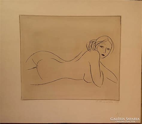 Nyina Florovskaya Female Nude One Line Drawing Scratched With A