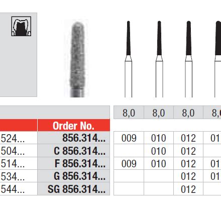 Edenta Diamond Burs 856 314 018 FG Medium Grit Pkt 5 City Dental