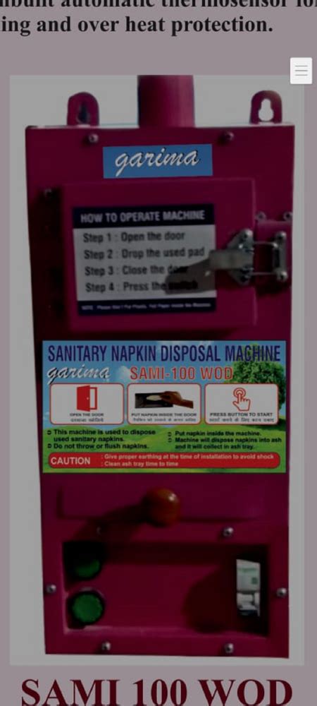 Sanitary Napkin Disposal Machine Sanitary Pads Disposal Machine